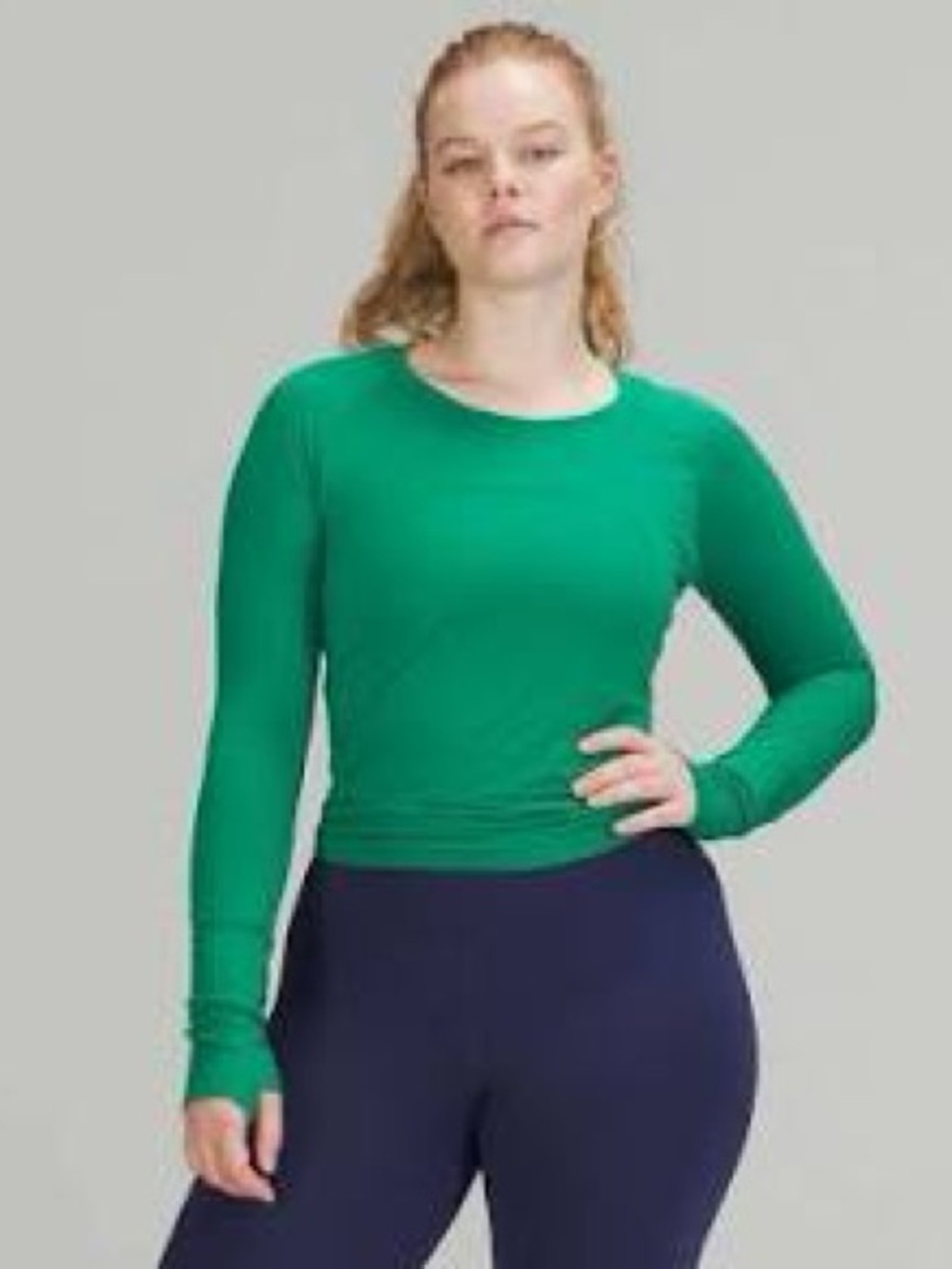 Lululemon swiftly tech long sleeve 2.0 race length emerald ice, size 8